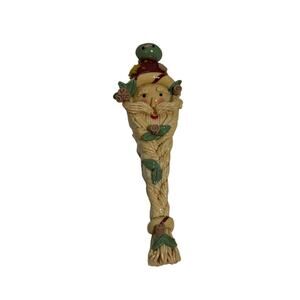 VTG Long Resin Santa Head Beard Christmas Holiday Tree Hanging Ornament